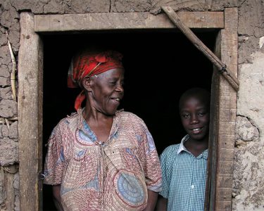 elderly woman and a boy