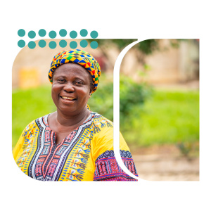 Smiling woman in traditional African clothing