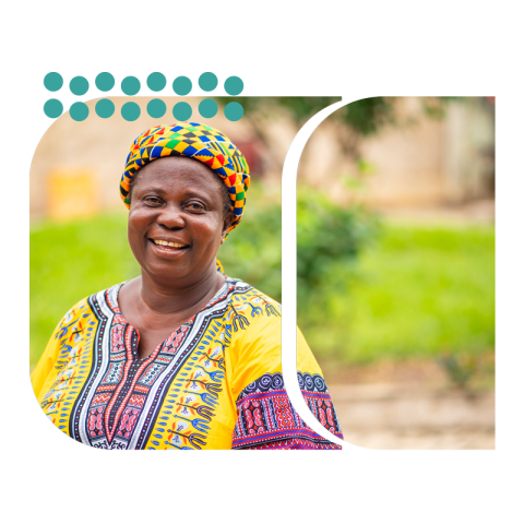 Smiling woman in traditional African clothing