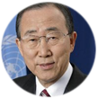 Photo of Ban Ki-Moon offering a testimonial about global crisis, climate change, pandemics and widening inequality.